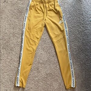 Adidas mens Yellow Joggers with Logo Tape